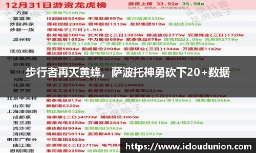 步行者再灭黄蜂，萨波托神勇砍下20+数据