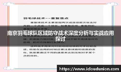 南京羽毛球队区域防守战术深度分析与实战应用探讨
